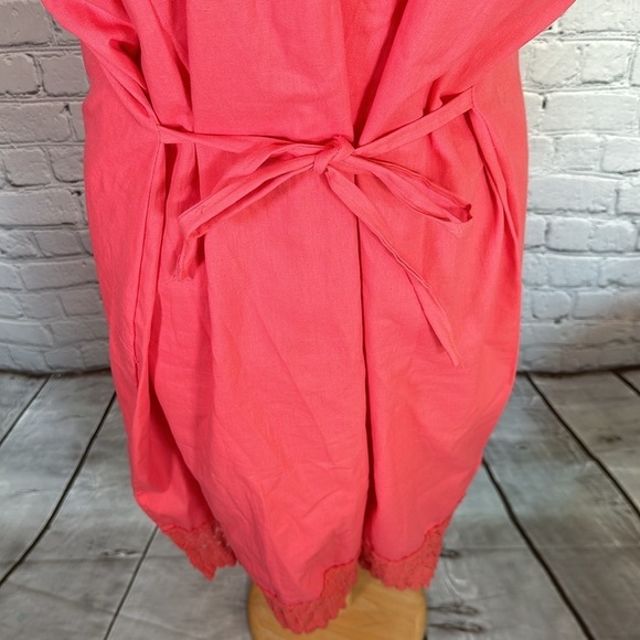 Mexican Embroidered Coral Floral Caftan Shift Oaxacan Peasant Boho Dress XL NWOT - Picture 14 of 16